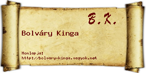 Bolváry Kinga névjegykártya
